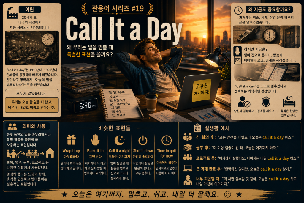 관용어 시리즈 #19: Call It a Day